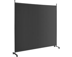 COSTWAY Ruimteverdeler op wieltjes, kamerscherm, 1-delig, scheidingswand opvouwbaar, van stof, inkijkbescherming voor meer privacy en flexibiliteit, 184 x 184 cm (zwart)