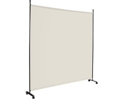 COSTWAY Ruimteverdeler op wieltjes, kamerscherm, 1-delig, scheidingswand opvouwbaar, van stof, inkijkbescherming voor meer privacy en flexibiliteit, 184 x 184 cm (wit)