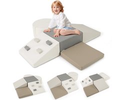 COSTWAY Schaamstof bouwstenen voor kinderen, zachte bouwstenen met klimrotsen om te klimmen en kruipen, reuzenbouwstenen van schuim, grote bouwstenen klimblokken voor binnen