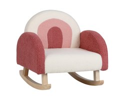 COSTWAY Schommelstoel voor kinderen, Peuter Moderne Teddy Pluche Armstoel voor 3-5 Jaar oud met Stevige Schommelende Populier Houten Poten, Anti-kantelontwerp, Schattige Uitstraling, Baby Gestoffeerde Enkele Bank voor Kinderkamer, Speelkamer