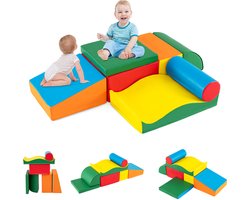 COSTWAY Schuimbouwstenen, zachte bouwstenen om te ravotten en te klimmen, reuzenbouwstenen van schuim, grote bouwstenen meerkleurig, bouwblokken voor baby's en peuters (veelkleurig)