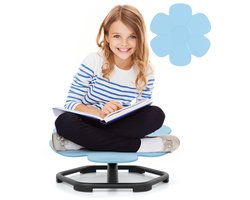 COSTWAY Sensorische draaistoel voor kinderen, 360 graden draaistoel, carrousel, autisme, kinderstoel met antislip metalen basis, carrouselstoel voor binnen, voor peuters vanaf 3 jaar (blauw, bloem)