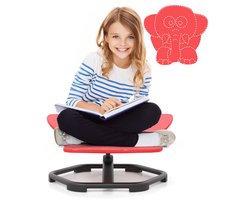 COSTWAY Sensorische draaistoel voor kinderen, 360° kinderdraaistoel, carrousel, autisme, kinderstoel met antislip metalen basis, carrouselstoel voor binnen voor peuters vanaf 3 jaar, rood, olifant