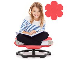 COSTWAY Sensorische draaistoel voor kinderen, 360° kinderdraaistoel, carrousel, autisme, kinderstoel met antislip metalen basis, carrouselstoel voor binnen voor peuters vanaf 3 jaar (rood, bloem)