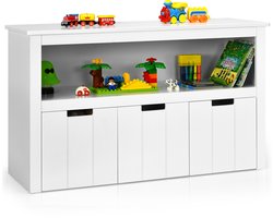 COSTWAY Speelgoedkast voor kinderen, commode met 3 laden, speelgoedorganizer voor kinderkamer en woonkamer, houten opbergkast (wit, 102 x 33 x 62 cm)