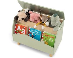 COSTWAY Speelgoedkist van hout met plank, speelgoedkist met deksel, opbergkist, speelgoedbox voor kinderspeelgoed, speelgoedopslag voor kinderkamer, speelkamer, 60 x 30 x 44 cm (groen)