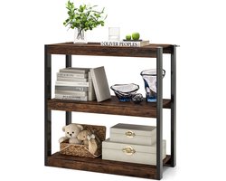 COSTWAY Staande kast 3 niveaus, boekenkast, hout, multifunctioneel opbergrek, ladderrek, industriële stijl, voor woonkamer, slaapkamer, werkkamer