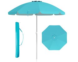 Costway Strandparasol, 182 cm, strandparasol, tuinparasol, windbestendig, stevig, UPF 50+, 30 graden knikbaar, zonwering, met grondpen en draagtas voor balkon, tuin en terras