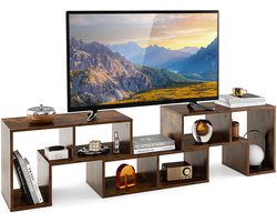 COSTWAY Televisiekast, hout, 3-delig, vrij te combineren, televisietafel voor tv's tot 65 inch, uittrekbaar, tv-lowboard, tv-kast, multifunctionele boekenkast, opbergrek