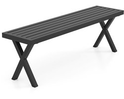 COSTWAY Tuinbank, metaal, weerbestendig, 3-zits zitbank zonder rugleuning, balkonbank, parkbank, metalen bank, belastbaar tot 360 kg, terrasbank voor tuin, balkon, terras, 138 x 36 x 46 cm