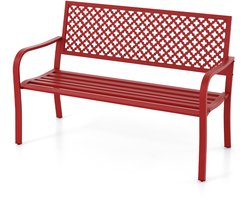 COSTWAY Tuinbank van metaal, weerbestendige zitbank voor 2-3-zits, parkeerbank met rugleuning en armleuning, metalen bank tot 300 kg belastbaar, ijzeren bank voor tuin, terras, balkon, 127 x 62 x 86