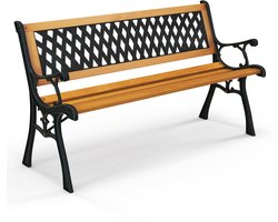 COSTWAY Tuinbank, weerbestendig, 2-zits, met armleuningen en rugleuning, houten bank, balkonbank, parkeerbank voor tuin, balkon, terras, 126 x 52 x 74 cm