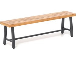 COSTWAY Tuinbank, weerbestendig, 3-zitsbank, tot 360 kg, parkbank van acaciahout en metaal, terrasbank zonder rugleuning, voor buiten, tuin, achtertuin, balkon, 160 x 32 x 45 cm, 1 stuks