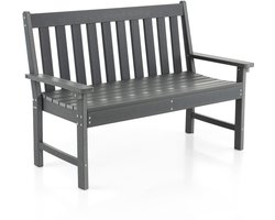 COSTWAY Tuinbank, weerbestendig, zitbank van HDPE, parkeerbank voor 2-3 zits, balkonbank tot 320 kg belastbaar, terrasbank voor tuin, balkon en terras, 132 x 65 x 91 cm, grijs