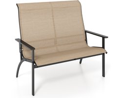 COSTWAY Tuinbank, weerbestendige balkonbank met hoge rugleuning en armleuningen, 2-zitsbank, belastbaar tot 400 kg, terrasbank voor tuin, balkon en terras, 120 x 81 x 106 cm