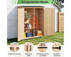COSTWAY Tuinkast van hout, gereedschapsschuur met waterdicht asfaltdak, afneembare planken en afsluitbare deuren, tuinhuis, outdoor tuinhuis voor tuin, terras, gazon, 140 x 51 x 163 cm