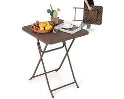 COSTWAY Tuintafel in rotan-look, klaptafel, kleine eettafel, 60 x 60 x 72 cm, inklapbare balkontafel met HDPE-tafelblad, vierkante campingtafel voor balkon, tuin, terras