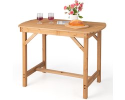COSTWAY Tuintafel van massief hout, eettafel met luifelgat, terrastafel, houten tafel voor achtertuin, tuin, 100 x 60 x 75 cm