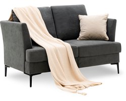 COSTWAY Tweezitsbank, modern, stoffen bank, gestoffeerde bank, grijs, voor 2-3 personen, loungesofa in de woonkamer, slaapkamer