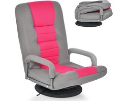 COSTWAY Vloerstoel, 360 graden draaibaar, vloerstoel met 6-voudig verstelbare rugleuning, gamestoel gevoerd, vloerbank, meditatiestoel, tot 140 kg belastbaar, Lazy Sofa