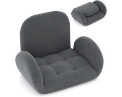 COSTWAY Vloerstoel met verstelbare rugleuning en armleuningen, opvouwbare ligbank, vloerstoel met gevoerde zitting, meditatiestoel, relaxstoel om te spelen, lezen en te mediteren, grijs