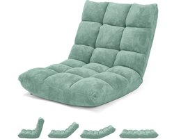 Costway Vloerstoel, met verstelbare rugleuning, gestoffeerd, vloerkussen, opvouwbaar, meditatiestoel, relaxstoel, meditatiestoel, yoga, groen