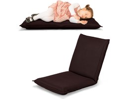 COSTWAY vloerstoel, verstelbare futon stoel met comfortabele rugleuning, stevig metalen frame, geschikt voor lezen, spelen, yoga, meditatie, in de woonkamer, slaapkamer