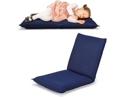 COSTWAY Vloerstoel, vloerstoel met 6-traps verstelbare rugleuning, gamestoel gevoerd, vloerbank, meditatiestoel, lazy sofa, vensterstoel, meditatiestoel, marineblauw