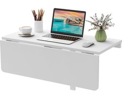 COSTWAY Wandgemonteerde klaptafel, 80 x 60 cm, inklapbare wandtafel van grenenhout, ruimtebesparende wandklaptafel voor keuken, slaapkamer, eetkamer, werkkamer, tot 40 kg belastbaar (wit)