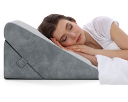 COSTWAY Wigkussen, leeskussen, rugkussen, beenkussen, geheugenschuimovertrek, wasbaar, Reflux kussen, volwassenen, bedzitkussen, ergonomisch, venussen, relaxkussen voor bed en bank, 58 x 36 x 50,5 cm