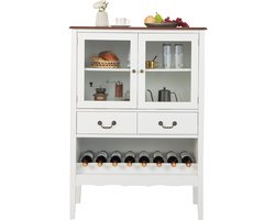COSTWAY Wijnkast, hout, wit, 90 x 40 x 126,5 cm