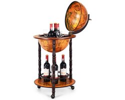Costway - Wijnrek - Globebar - Wijnbar - Wereldbol bar - ⌀ 47 cm - Bruin