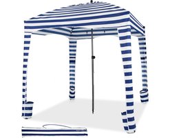 COSTWAY Zonwering met afneembare zijwand en 8 zandzakken, draagbare strandtent met draagtas, outdoor-schaduw voor strand, camping, picknick, 183 x 183 cm