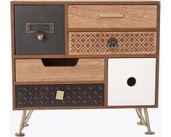 Cosy @ Home Kastje Retro met 6 Lades - Bruin - 30x12x28cm