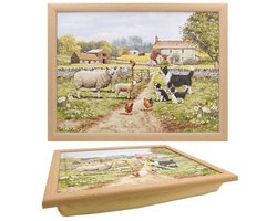 Cosy Creations- Laptray - Schoottafel - Schootkussen - Laptoptafel - Dienblad met kussen - Bordercollie met schapen 43 x 33 x 6.5 cm