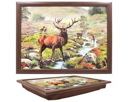 Cosy Creations- Laptray - Schoottafel - Schootkussen - Laptoptafel - Dienblad met kussen - Hertenlandschap - 44x33x6 cm