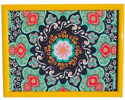 Cosy Creations- Laptray - Schoottafel - Schootkussen - Laptoptafel - Dienblad met kussen - mandala geel 43 x 33 x 6.5 cm