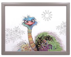 Cosy Creations- Laptray - Schoottafel - Schootkussen - Laptoptafel - Dienblad met kussen - Ozzy de struisvogel, wit 44 x 33 x 6 cm