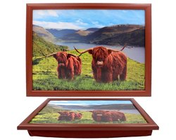 Cosy Creations- Laptray - Schoottafel - Schootkussen - Laptoptafel - Dienblad met kussen - Schotse Hooglanders 44x33x6 cm