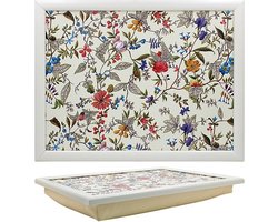 Cosy Creations- Laptray - Schoottafel - Schootkussen - Laptoptafel - Dienblad met kussen - William Kilburn Bloemenprint, wit 44 x 33 x 6 cm
