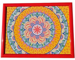 Cosy Creations- Schootkussen – Laptray – Dienblad met kussen - Laptoptafel - Schoottafel -mandala rood 43x6.5x33cm-1 stuks
