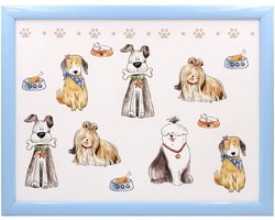 Cosy Creations- Schootkussen – Laptray – Dienblad met kussen - Laptoptafel - Schoottafel - met Hondenprint-43 x 33 x 6.5 cm-1 stuks met pepermuntdoosje