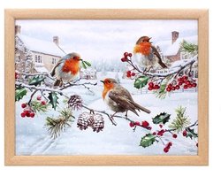 Cosy Creations Schootkussen laptray met Roodborstjes in de Sneeuw 44 x 33 x 6 cm