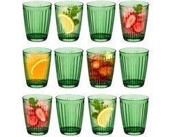 Cosy Moments Drinkglazen Rituals - waterglazen - groen transparant - glas - set 12x stuks - 320 ml - gekleurd glas - stapelbaar