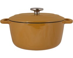 Cosy & Trendy Braadpan Fontestic - Gietijzeren braadpan met deksel - Ideaal voor stoofschotels en vlees - Geëmailleerde anti-aanbaklaag - Diameter 20 cm - Hoogte 105 mm - Kleur Amber Gold - Keukengerei - 2 jaar garantie