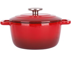 Cosy & Trendy Braadpan/stoofpan - gietijzer/emaille - 2.7 liter - 20 x 10 cm - rood - voor stoofpotten/stoofvlees