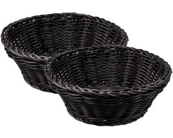 Cosy & Trendy Broodmand - 2x stuks - zwart - kunststof - rond - D20 x H8 cm - serveermand