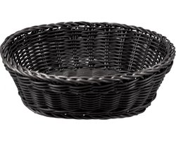 Cosy & Trendy broodmandje - zwart - kunststof - ovaal - L25 x B20 x H8 cm - serveren