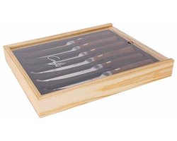 Cosy & Trendy Couteaux & Co Steakmessen met walnoten handvat - Set van 6 stuks - 12cm - Bruin