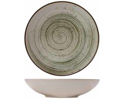 ​Cosy & Trendy Diep Bord Sintra Ivy Green Ø 21 cm - Groene Aardewerken Schotel met Spiraalpatroon - Ideaal voor Pasta, Risotto en Salades - Vaatwasser- en Magnetronbestendig​